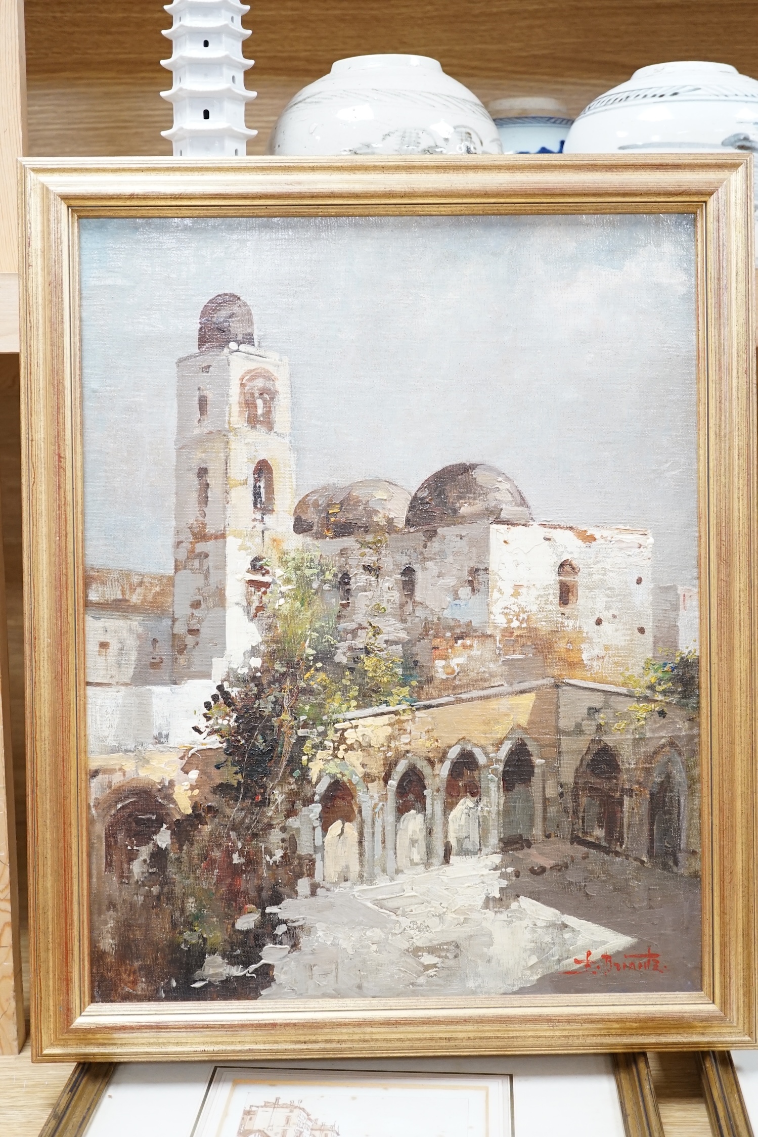 Eastern School, oil on board, Moroccan landscape, indistinctly signed lower right, 43 x 34cm. Condition - good